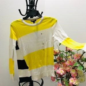 Tommy Hilfiger Yellow White Blue Striped Sweater